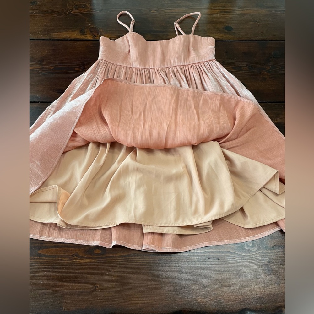 Lovers + Friends Formal Cocktail Mini Dress Dusty Rose W/ Shimmer XS Stunning! - Picture 6 of 13